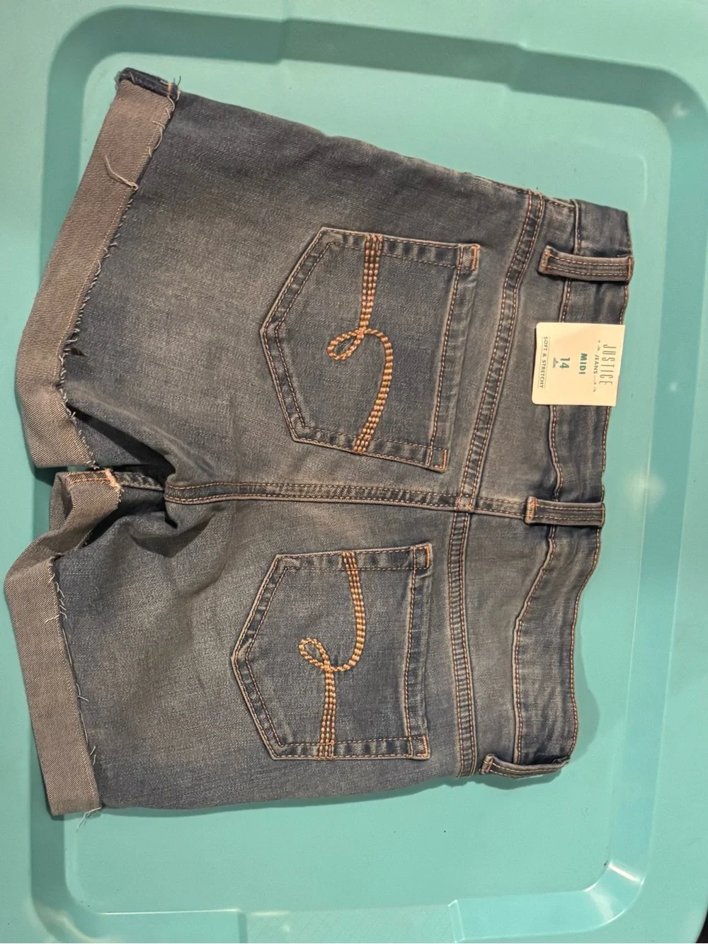 Justice Distressed Denim Shorts in Blue